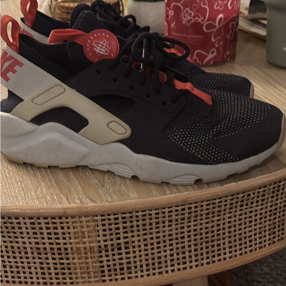 Nike Black and White Athletic Shoes with Red Highlights